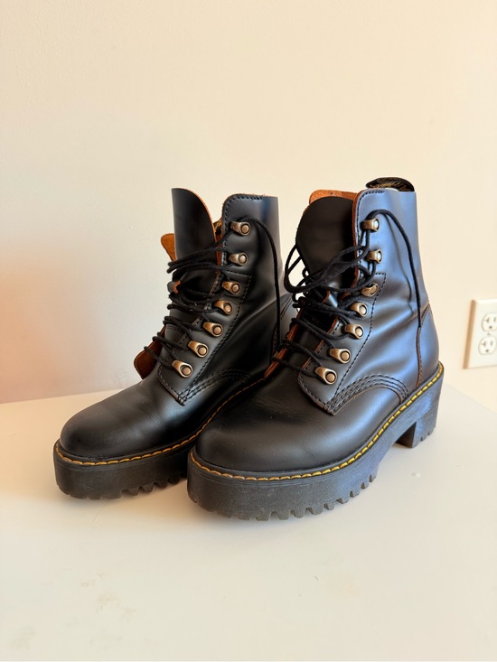 Dr. Martens Shoes - Dr. Martens Black Size 7 Lace-Up Platform Ankle Boots
